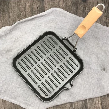 22cm Dökme Demir Biftek Kamp Kalbur kızartma tavası BARBEKÜ yapışmaz Kolay Temiz Mutfak Tencere Malzemeleri Katlanabilir kızartma tavası Piknik