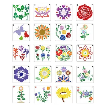 20 ADET Ayçiçeği Bitki Çiçek Sprey Boyama Şablonu DIY İçi Boş Kalıp El Hesabı Çizim Cetvel Ev Dekor El Sanatları