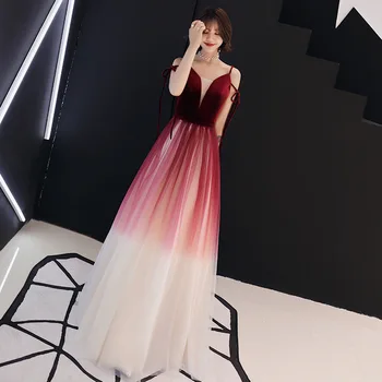 Zarif A-Line Uzun Abiye 2018 Yeni Şık Seksi V Yaka Parti Resmi Elbiseler Kolsuz Haute Couture Robe De Soiree
