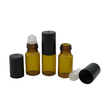 30x3ml Amber rulo şişeler uçucu yağlar için roll-on doldurulabilir parfüm şişesi deodorant kapları siyah kapaklı
