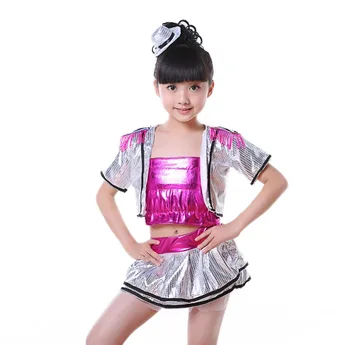 Çocuk Caz Dans kadın kostümü Çocuklar İçin Pullu Salsa Etek Çocuk Balo Salonu Elbiseler Kızlar İçin Çağdaş Dans Performansı Giyim