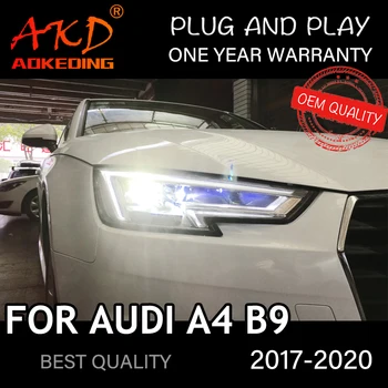 Headlight For AUDI A4 B9 2017-2020 Car автомобильные товары LED DRL Hella Xenon Lens Hella Hid H7  A4 B9 Car Accessories
