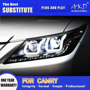 AKD Kafa Lambası Toyota Camry için LED Far 2012-2014 Farlar Camry DRL Dönüş Sinyali Yüksek ışın Melek Göz Projektör Lens