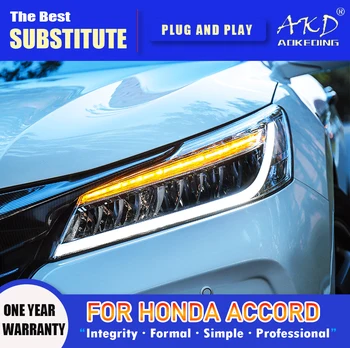AKD Kafa Lambası Honda Accord 9.5 için LED Far 2015-2017 Farlar Accord DRL Dönüş Sinyali Yüksek ışın Melek Göz Projektör Lens