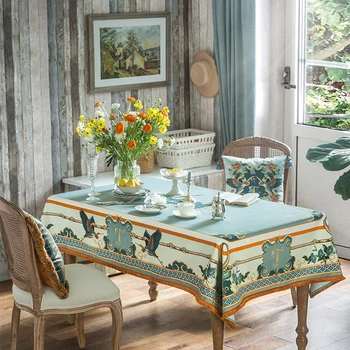 Yemek odası dekoratif masa örtüsü sabah ışık ak balıkçıl bahçe tarzı yemek masası örtü bezi ev dikdörtgen kare masa örtüsü