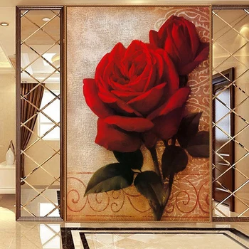 Özel Duvar Kağıdı 3D Romantik Gül Çiçek Yağlıboya Sundurma Dekorasyon Boyama Düğün Ev Otel Fotoğraf Duvar Kağıdı Fresk