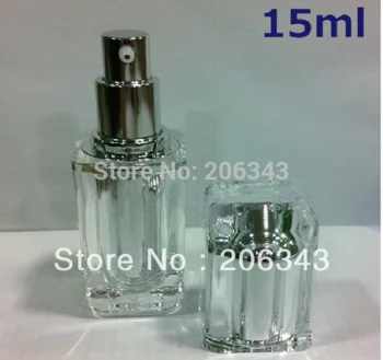 15 ml gümüş kare şekli basın pompa losyon / emusion şişe, kozmetik konteyner, basın pompa şişe, Kozmetik şişe