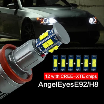 2x120W 240W E92 H8 2 adet/1 Takım LED melek gözü Led işaretleyici ışıkları Canbus BMW X5 E70 X6 E71 E90 E91 E92 M3 E89 E82 E87 Far