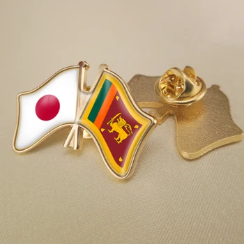 Japonya ve Sri Lanka Çapraz Çift Dostluk Bayrakları Yaka İğneler Broş Rozetleri