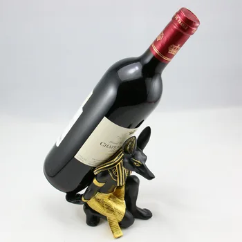 Anubis ilahi şarap rafı Avrupa moda yaratıcı şarap rafı bar kırmızı şarap barı Mısır el sanatları süsler Şarap rafı