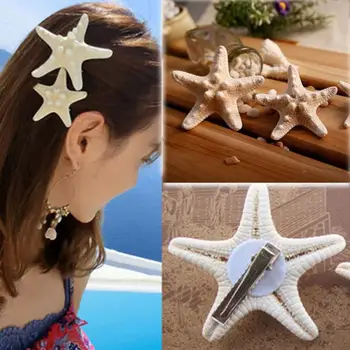 Doğal Plaj Bayan genç kız takısı Saç Tokası Yıldız Deniz Denizyıldızı saç tokası 2 Adet