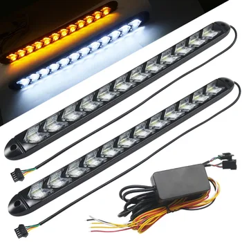 Gündüz Farları DRL LED dönüş sinyali Dinamik flama akış gün ışığı beyaz Sürüş Amber / Sarı Uyarı Direksiyon Sis Lambası