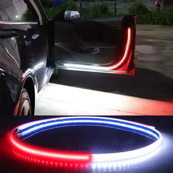 120cm 60LED Araba kapı LED çakarlı lamba Esnek Çift Renkli Kapı Açma uyarı led'i şerit ışık dayanıklı güvenlik yan ışıkları 12V