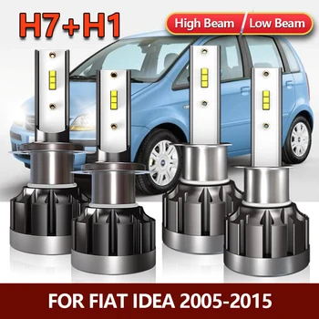 Fiat Idea için 4x LED Far Ampul Kiti Yüksek Düşük H1 H7 Combo Parlak Lambalar 2005 2006 2007 2008 2009 2010 2011 2012 2013 2014 2015