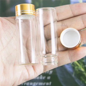 100 Adet 14ml Sevimli Şeffaf Cam Şişeler Spiral Plastik Kapaklı Altın Teğet Çok Amaçlı Doldurulabilir Parfüm Zanaat Şişeleri