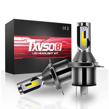 TXVSO8 Mini H4 araba LED far lambaları diyot lambası araba ışık 9003 / HB2 Hi / LO ışın COB 6000K ışık 110W 26000LM faros led para otomatik