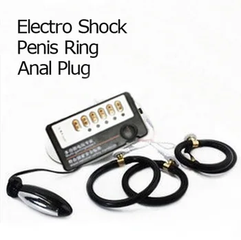 Zaman Gecikmesi Cockrings Elektrik Çarpması Penis Büyütücü Halka Elektrikli Anal Butt Plug Stimülasyon Elektro Seks Oyuncakları