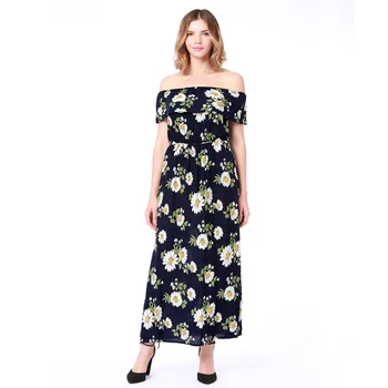 Kadın Yaz Ayak Bileği Uzunluğu Elbiseler Düz Omuz Baskı Plaj Tatil Elbise Rahat Tarzı Düşük Fiyat Hotsale Moda Bayanlar