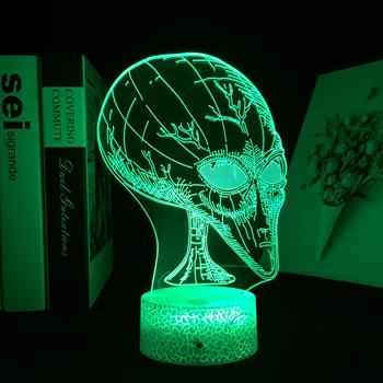 3D LED Gece Lambası Alien Lamba Dokunmatik Uzaktan Kumanda Renkli Akrilik Masa Lambası Serin Hediye Parti Ev Odası Atmosfer Dekor