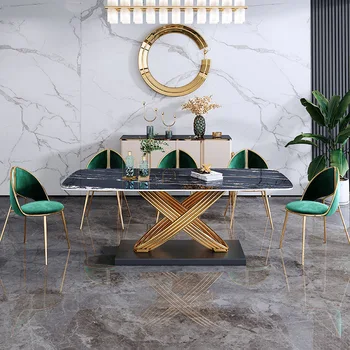 Italyan ışık lüks yemek masası ve sandalyeler modern minimalist mermer İskandinav ev küçük yemek masası dikdörtgen