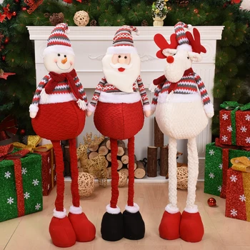 Noel Peluş Bebek Geri Çekilebilir Noel Baba Kardan Adam Geyik Bebek noel dekorasyonları Yeni Yıl Ev Süsleme Figürleri Navidad Hediye