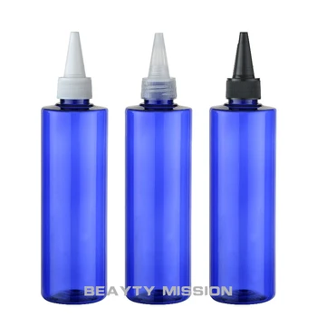 GÜZELLİK GÖREV 250 ml X 24 mavi renk yuvarlak boş plastik şişeler konteyner sivri ağızlı üst SPA cilt bakımı losyon kozmetik