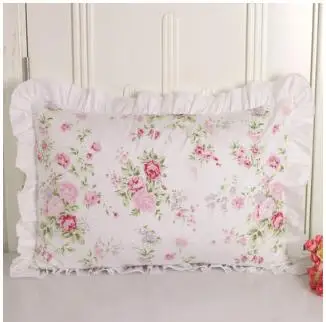Pamuk dimi yatak yastık kılıfı pamuk büyük çiçek dantel yastık kılıfı