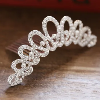 Gelin Düğün Parti Prenses yapay elmas taç saç aksesuarları Kadınlar Kızlar İçin Tiara Taç Gümüş Renk Saç moda takı