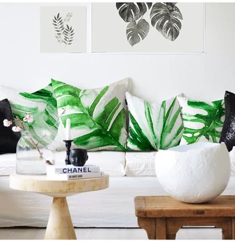45 * 45cm / 45*30cm taze yeşil yapraklar minder örtüsü kanepe bel yastık kılıfı dekoratif yapraklar yastık almofadas kılıfı