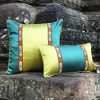 Renkli Angkor Serisi 16x16 İnç Krep Çizgili Atmak Yastık Örtüsü Dekoratif Kanepe Kanepe minder örtüsü Boho Mahkemesi Tasarım