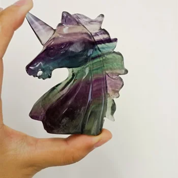 7.5 cm 1 ADET Doğal Kristal Renk Florit Unicorn El Yapımı Kristal Cilalı Kuvars şifa taşı Dekoratif Taş İş Hediye