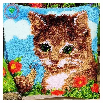 Çapraz dikiş Kedi dıy yastık kılıfı nakış Halı Mandalı kanca kitleri DIY Oya Nakış Seti Halı nakış Yastık Kılıfı