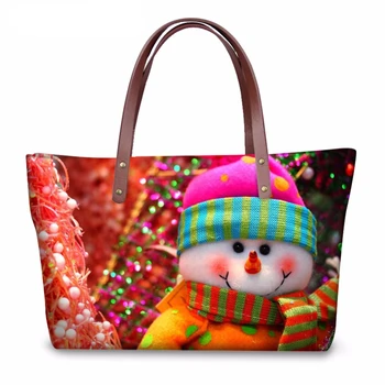HOMDOW Büyük Üst kolu Çanta Kadınlar için Noel Baba Bayanlar Tote Çanta 3D Noel Kardan Adam Baskı hediye çantası kadın Saklama Çantası