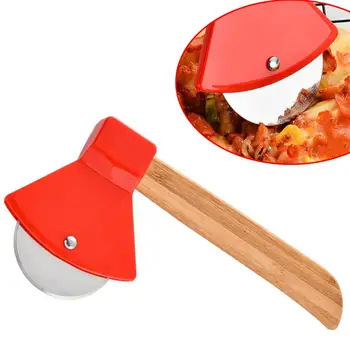 Balta Bambu Saplı Pizza Kesici Döner Bıçak Ev Mutfak Kesme Aleti Çapı 6CM Ev pizza bıçağı Kek Araçları