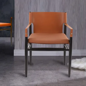 Modern İskandinav yemek sandalyeleri Ahşap Deri Rahat Kol Dayama yemek sandalyeleri Benzersiz Salon Cadeiras De Jantar Ev Mobilyaları