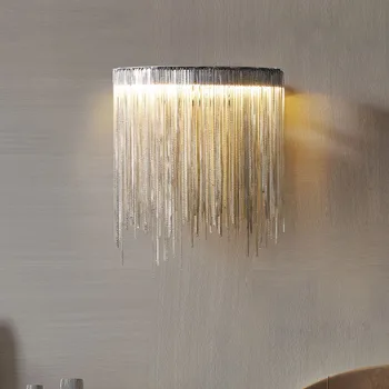 Alüminyum Zincir led duvar Aplik Yatak Odası Lüks Oturma Odası iç mekan aydınlatması Altın Gümüş Yaratıcı Merdiven Lambası Ev Dekor Parlaklık