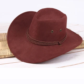 Batı kovboy şapkası 2020 Yeni Varış Erkekler Şapka Beyefendi Cowgirl Caz Kap Süet Fötr Şapka 58CM Tatil Kostüm Partisi