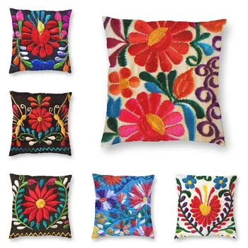 Özel Meksika Çiçekler Nakış Sanat Yastık Kılıfı Ev Dekoratif Tekstil Çiçek Halk minder örtüsü Oturma Odası Dekorasyon için