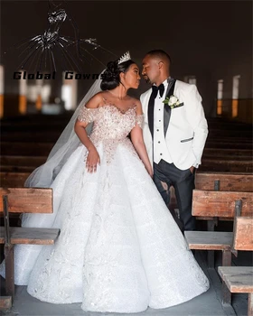 Aso Ebi Afrika Yeni Beyaz Sevgiliye düğün elbisesi 2023 Zarif Boncuklu gelin kıyafeti Mermaid Örgün Törenlerinde Robe De Bal