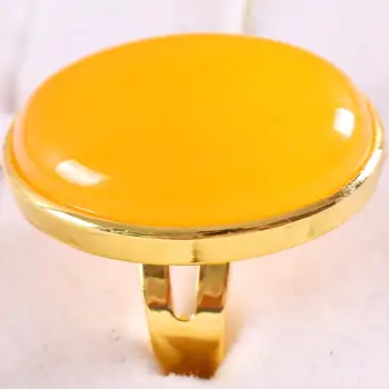 Parmak Yüzük Kadın Erkek Doğal Taş Taş Oval Boncuklu Yüzük Sarı Jades Yüzük Ayarlanabilir Takı Hediye 1 Adet Z329