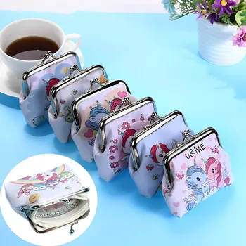 Kadın Mini Unicorn Cüzdan kart tutucu Kılıf bozuk para cüzdanı Debriyaj Değişim Çantası çocuk Cüzdan Kızlar PU Deri Fermuarlı saklama çantası