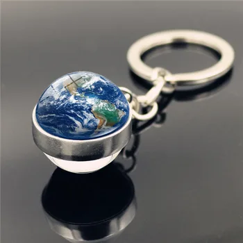 Dünya Haritası Anahtarlık Küre Dünya Topu Kolye Cam Takı Çift Taraflı Amerika Avrupa Haritası anahtarlıklar cam toplu anahtarlık Erkekler için