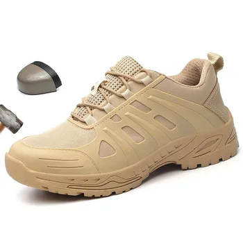 İş ayakkabısı Erkekler İçin Wilderness Survival Güvenlik ayakkabıları Çelik Ayak nefes alan günlük ayakkabılar Anti Kayma Anti Paramparça Erkekler iş çizmeleri