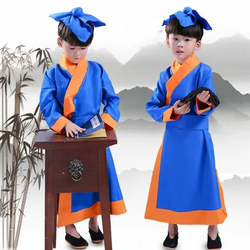 Çin Geleneksel Hanfu Öğrenci Elbise Erkek Uzun Elbise Giyim Sahne Ulusal Orient Dans Elbise Tang Hanedanı Cosplay Elbise