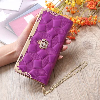Yeni Kore Tarzı Bayanlar uzun cüzdan Moda el çantası PU Deri Eşkenar Dörtgen Cüzdan Kart Durumda Cep Telefonu Çantası