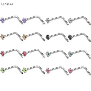 Leosoxs 2 adet Eğilim Kişilik Elmas çivili L şeklinde Burun Tırnak Vücut Piercing Takı