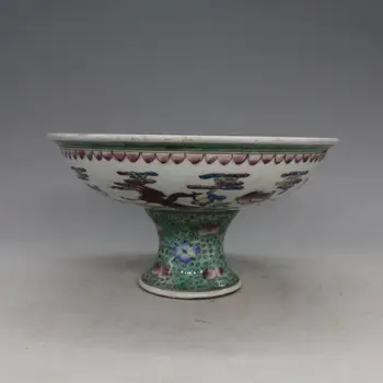 Antik QingDynasty porselen kase, Pastel Uzun Ömürlü uzun boylu kase, el boyalı el sanatları, Dekorasyon, Toplama ve Süsleme, Ücretsiz kargo