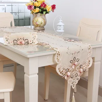 Avrupa Klasik İşlemeli Masa Koşucu İçi Boş Çiçek Masa Örtüleri Düğün Kapak Ev Yemek Dolabı Kapağı çay masası Örtüsü