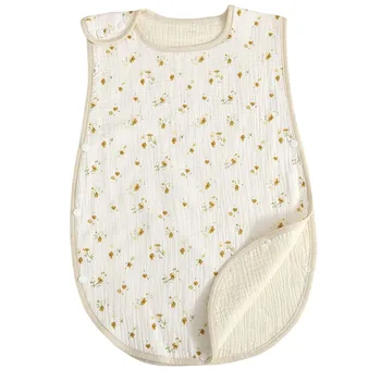 Bebek Uyku Tulumu 4 Kat Yumuşak Kolsuz Muslin Pamuk Uyku Tulumu Yenidoğan Bebek Sleepsack Kıyafetler Giysileri Şal Battaniye