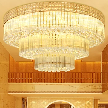 LED kristal Tavan lambaları Modern altın Kristal tavan ışıkları fikstür Amerikan yuvarlak Ev iç mekan aydınlatması 3 beyaz renk kısılabilir